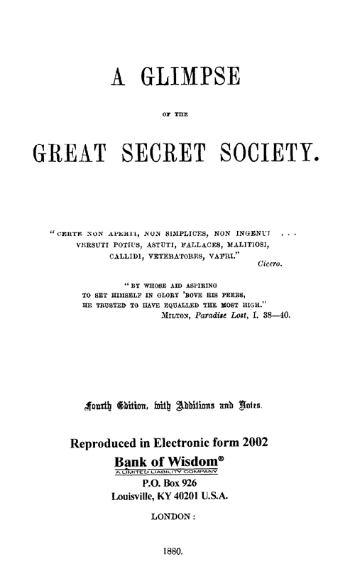 (image for) A Glimpse of the Great Secret Society
